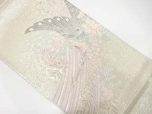 孔雀に花模様織り出し袋帯